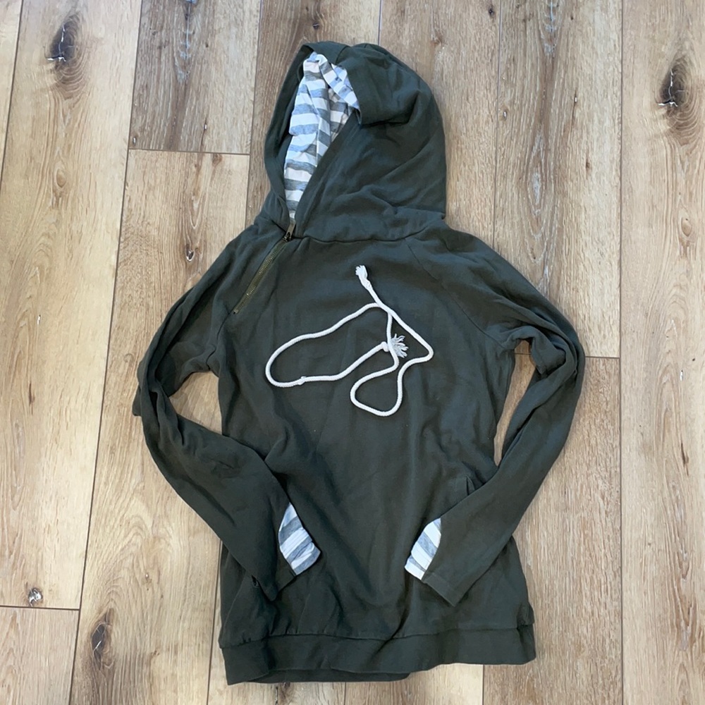 COPY - Dark green double hooded sweatshirt